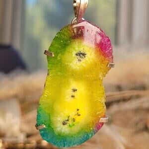 Vibrant Rainbow Solar Quartz Pendant – Nature’s Beauty in Sterling Silver